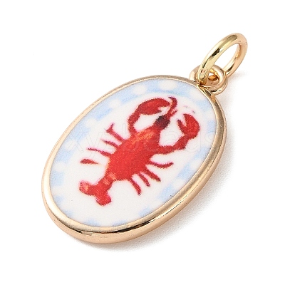 Printed Brass Enamel Pendants KK-CBADFD5-04G-B-1