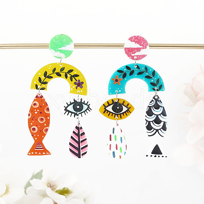 Acrylic Dangle Stud Earrings FS-WGB75AC-01-1