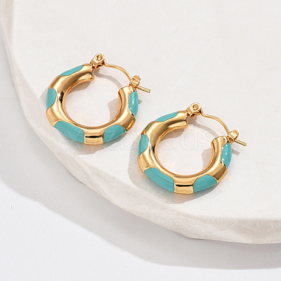 Real 18K Gold Plated 304 Stainless Steel Hoop Earrings LR9688-2-1