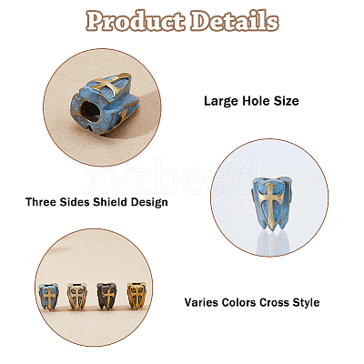 4Pcs 4 Styles Brass European Beads KK-HS0002-03-1
