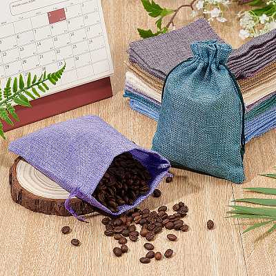 Burlap Packing Pouches Drawstring Bags ABAG-BC0001-16-1