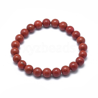 Natural Red Jasper Bead Stretch Bracelets BJEW-K212-C-012-1