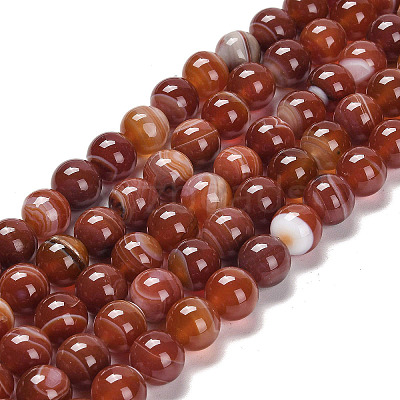 Natural Striped Agate/Banded Agate Beads X1-G-G582-8mm-59-1