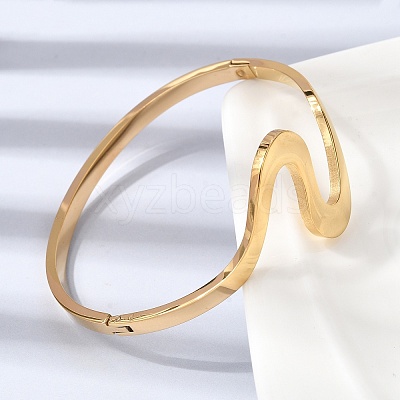 304 Stainless Steel Hinged Bangles for Women BJEW-D408-26G-1