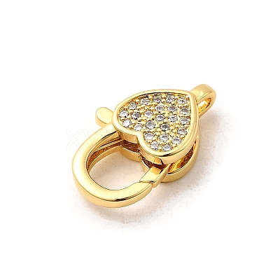 Brass Micro Pave Clear Cubic Zirconia Lobster Claw Clasps LS-KK-A266-24F-G-1