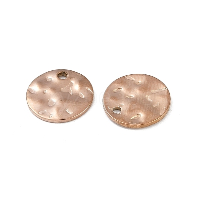 304 Stainless Steel Textured Disc Charms STAS-Q336-11C-RG-1