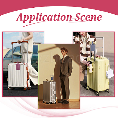 4Pcs 4 Colors Rectangle PU Leather Luggage Tag AJEW-ME0002-84-1