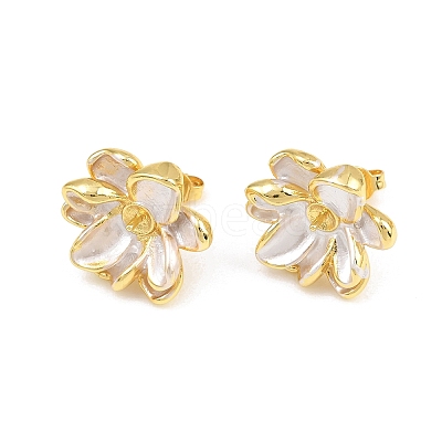Brass Enamel Stud Earring Findings KK-CBA58F9-01G-01-1