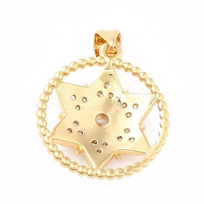 Rack Plating Brass Micro Pave Cubic Zirconia Pendants KK-B057-07G-1