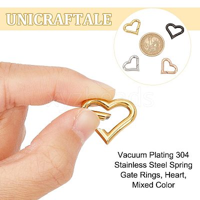 4Pcs 4 Colors PVD Vacuum Plating 304 Stainless Steel Spring Gate Rings STAS-UN0042-17-1