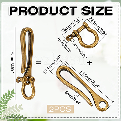 2Pcs Alloy Shackle Clasps with S Hook Clasps FIND-WR0012-20AB-1