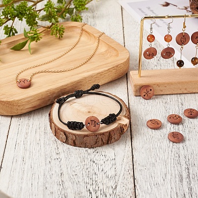 240Pcs 12 Style Laser Cut Wood Connector Charms WOOD-CD0001-34-1