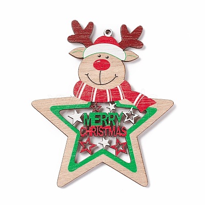 Christmas Spray Painted Wood Big Pendants FIND-H030-22-1
