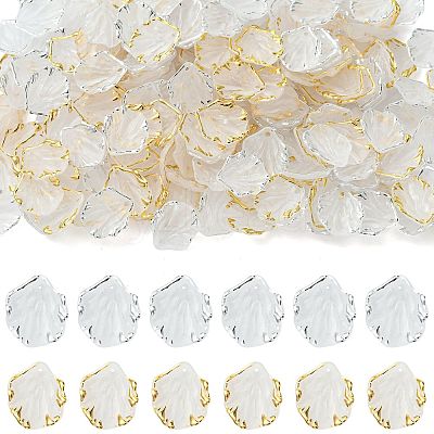 200Pcs 2 Colors Frosted Plastic Petal Pendants KY-FS0001-49-1