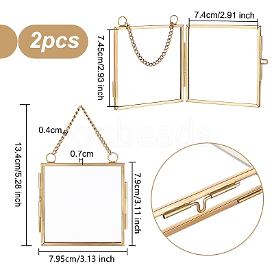 Hanging Pressed Flower Alloy Photo Frames ODIS-WH0002-71G-1