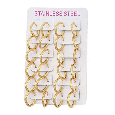 PVD Vacuum Plating 202 Stainless Steel Huggie Oval Hoop Earrings LS-EJEW-H003-07G-06-1