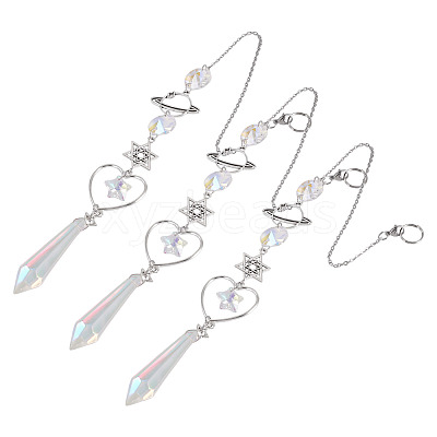 3Pcs Alloy Planet Star Hanging Ornaments HJEW-TA00368-1
