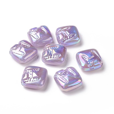 Rainbow Iridescent Plating Acrylic Beads OACR-A010-06A-1