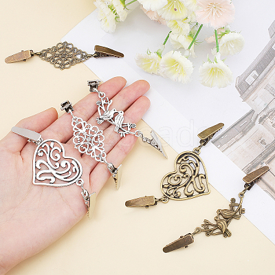 6PCS 6 Style Vintage Alloy Cardigan Clips JEWB-GA0001-03-1