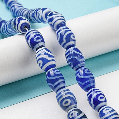 Blue Tibetan Style dZi Beads Strands TDZI-NH0001-C06-01-1