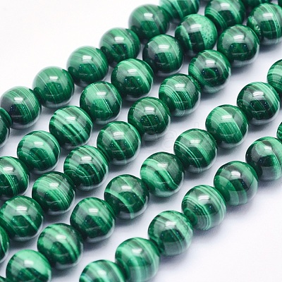 Natural Malachite Beads Strands G-O166-06-6mm-1