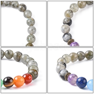 Yoga Chakra Jewelry Stretch Bracelets BJEW-G554-02-1