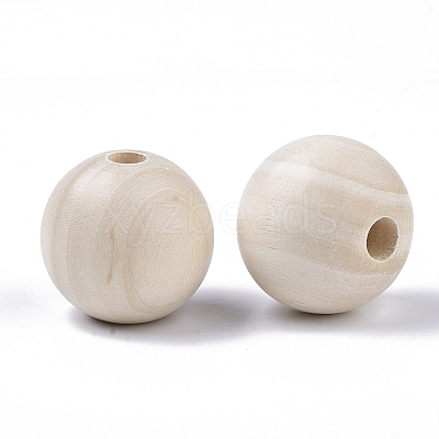 Natural Unfinished Wood Beads WOOD-S651-A30mm-LF-1