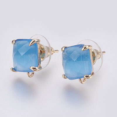 Faceted Glass Stud Earring Findings GLAA-F084-C06-1