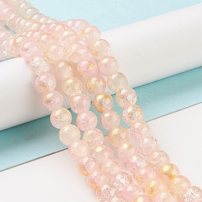 Baking Paint Crackle Glass Bead Strands X1-DGLA-R053-03E-1