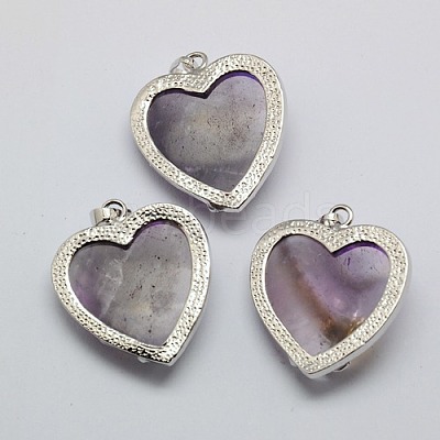 Heart Natural Amethyst Pendants GP356-4-1