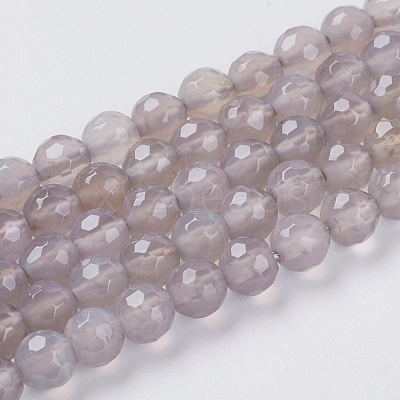 Natural Grey Agate Beads Strands X-G-G580-6mm-08-1