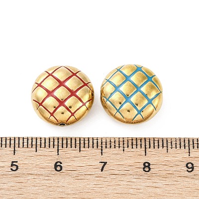 304 Stainless Steel Enamel Waffle Beads STAS-B085-01G-1