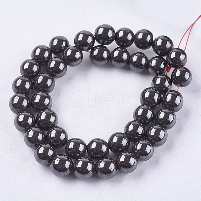 Magnetic Synthetic Hematite Beads Strands G-Q893-10mm-1