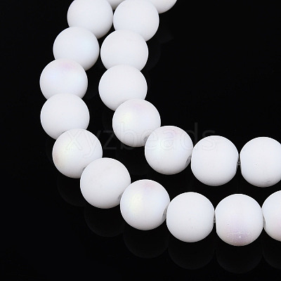 Frosted Opaque Glass Beads Strands GLAA-T032-P8mm-MBB02-1