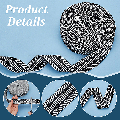 10 Yards Polyester Striped Jacquard Ribbon OCOR-PH0004-10-1