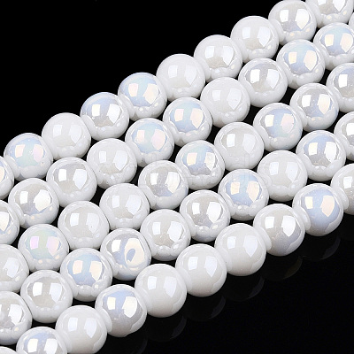 Electroplate Opaque Glass Beads Strands GLAA-T032-P4mm-AB02-1