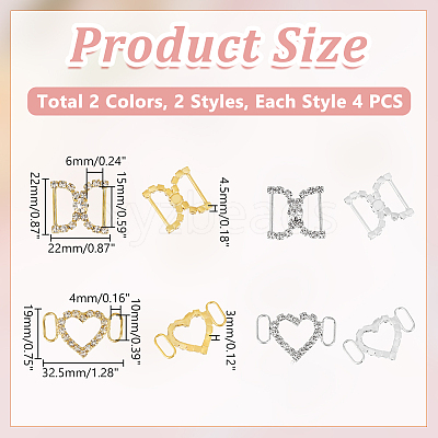 8Pcs 4 Style Brass Crystal Rhinestone Shoe Decoration FIND-HY0003-22-1