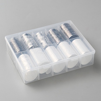 10 Rolls PET Lace Flower Nail Foils Floral Transfer Paper STIC-WH20010-16C-1