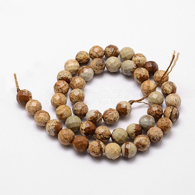 Natural Picture Jasper Beads Strands G-G736-27-10mm-1