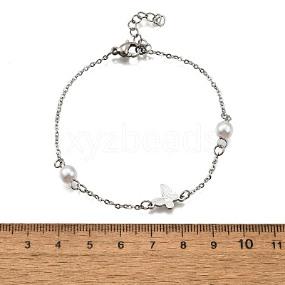304 Stainless Steel Butterfly Link Bracelets BJEW-C098-01C-P-1