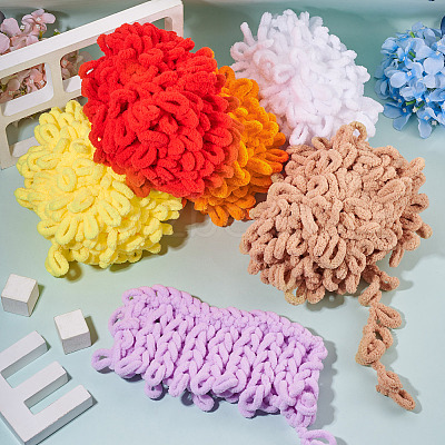 Finger Knitting Polyester Loop Yarn OCOR-TADJ0001-06A-1