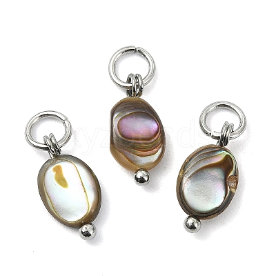 Natural Paua Shell Pendants PALLOY-JF05290-02-1