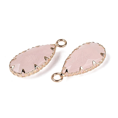 Natural Rose Quartz Faceted Pendants G-Q606-104G-09-1
