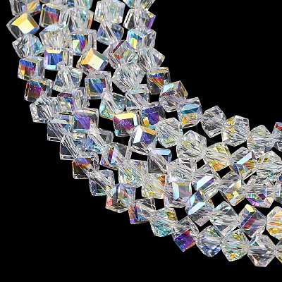 Electroplate Transparent Glass Beads Strands GL-CBA7A17-01A-15-1