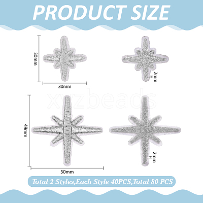 80Pcs 2 Styles Star Polyester Computerized Embroidery Iron on/Sew on Patches PATC-ME0001-17B-1
