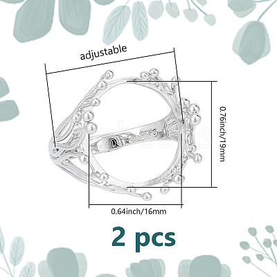2Pcs Adjustable Brass Finger Rings Components FIND-GO0002-77B-1