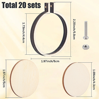 20Pcs Mini Wooden Embroidery Hoops EMBR-SC0001-04D-1