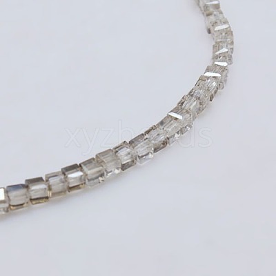 Transparent Cube Shaped Crystal Glass Beads Strands GLAA-F012-A01-1