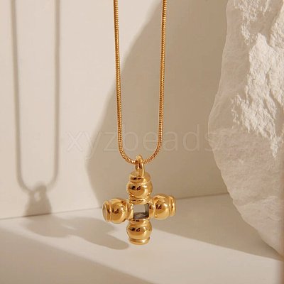 Religion 304 Stainless Steel Hollow Pendant Necklaces WGE4485-02-1