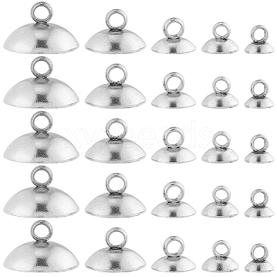 100Pcs 5 Size 304 Stainless Steel Bead Cap Pendant Bails STAS-SC0005-90-1